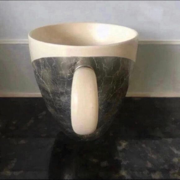 Starbucks 2004 Hand Painted Metallic Silver Ivory Off White Coffee Cup Mug 14 oz - Picture 2 of 4